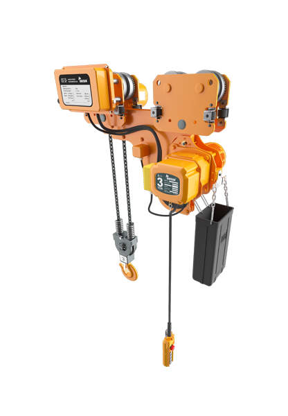 It is a cost-effective hoist that can lift the hook up to the maximum height on the lower part of the transverse rail. This enables the hoist to match clearance height of buildings and ships, etc.