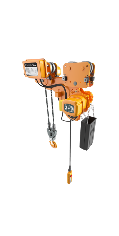 It is a cost-effective hoist that can lift the hook up to the maximum height on the lower part of the transverse rail. This enables the hoist to match clearance height of buildings and ships, etc.